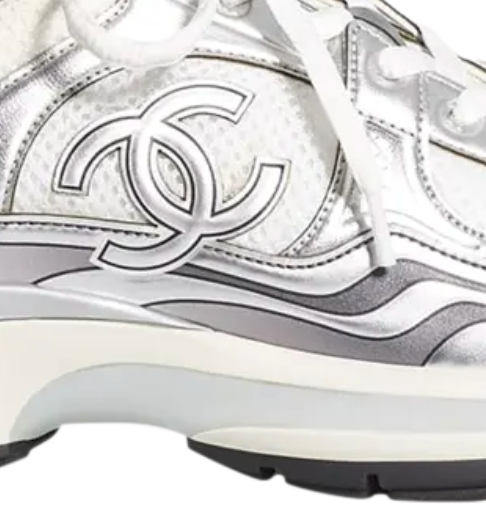 Chanel CC Logo Sneaker 'White Silver' Size 41