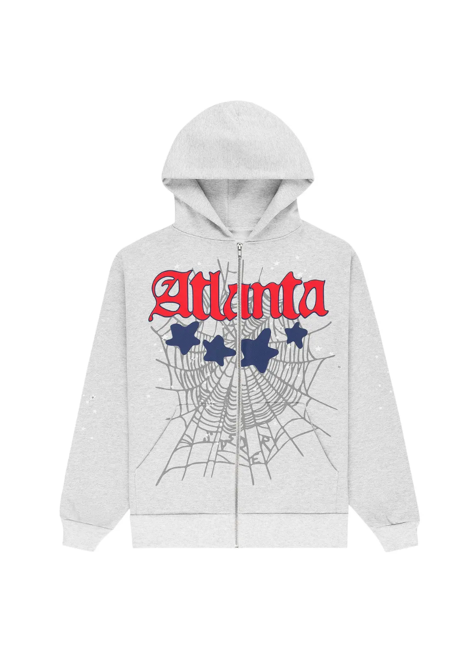Sp5der Atlanta Full Zip Hoodie 'Heather Grey' Size L